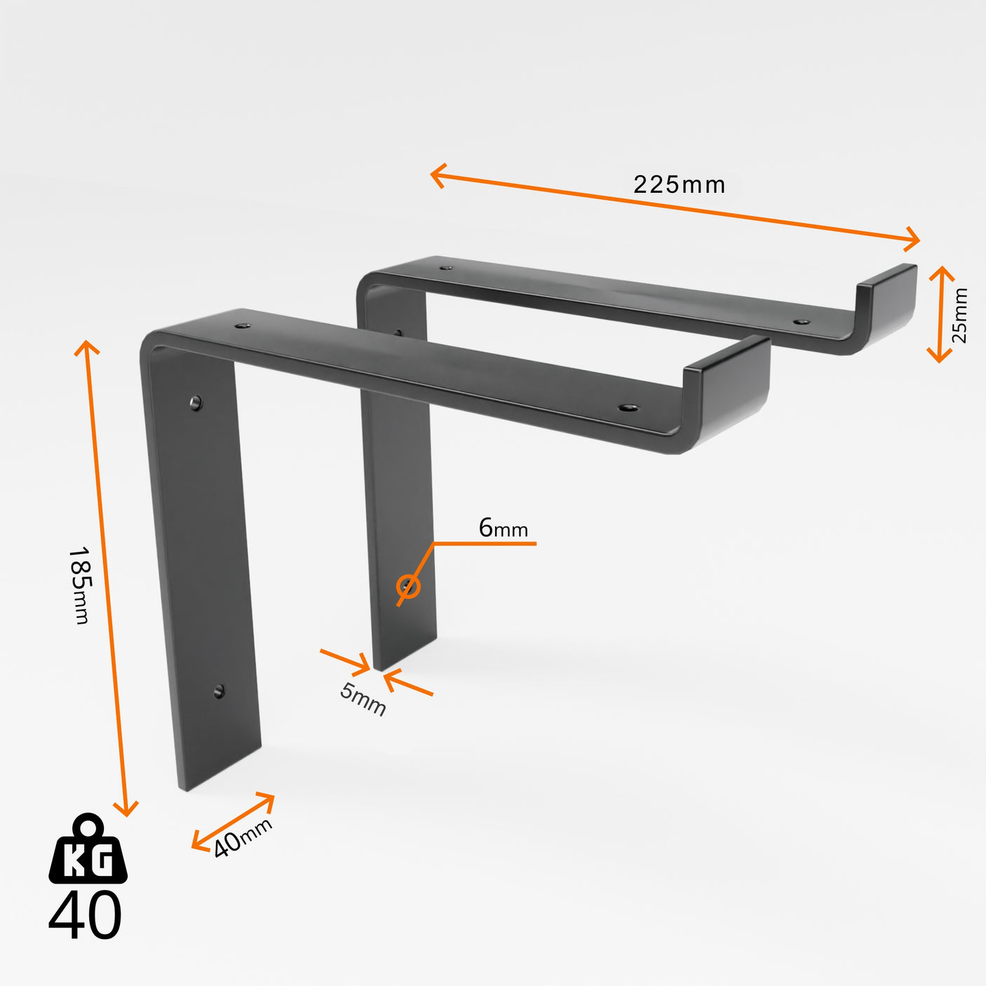 22,5 x 3,5 cm rustikales Massivholzregal und vertikale Halterungen - Regale im Industriestil 9 x 1,4 Zoll