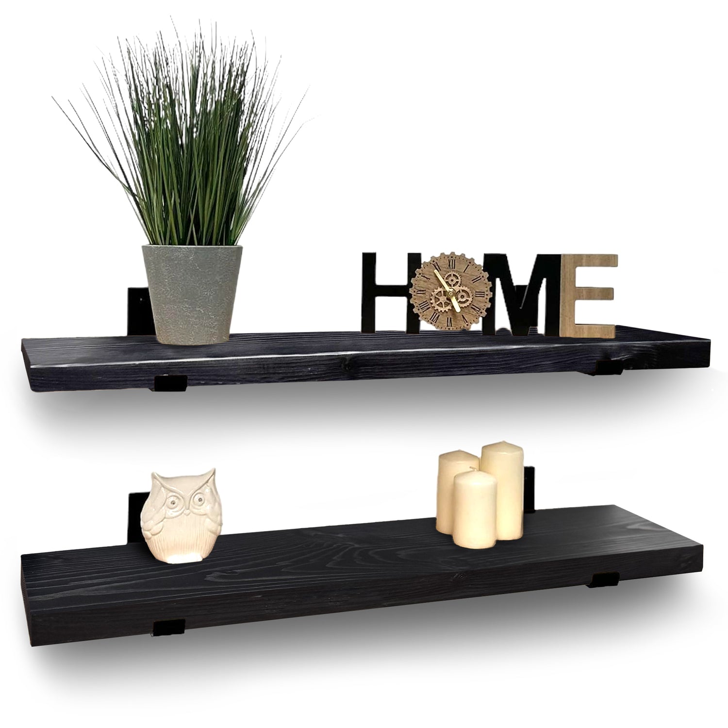 22,5 x 3,5 cm rustikales Massivholzregal und vertikale Halterungen - Regale im Industriestil 9 x 1,4 Zoll