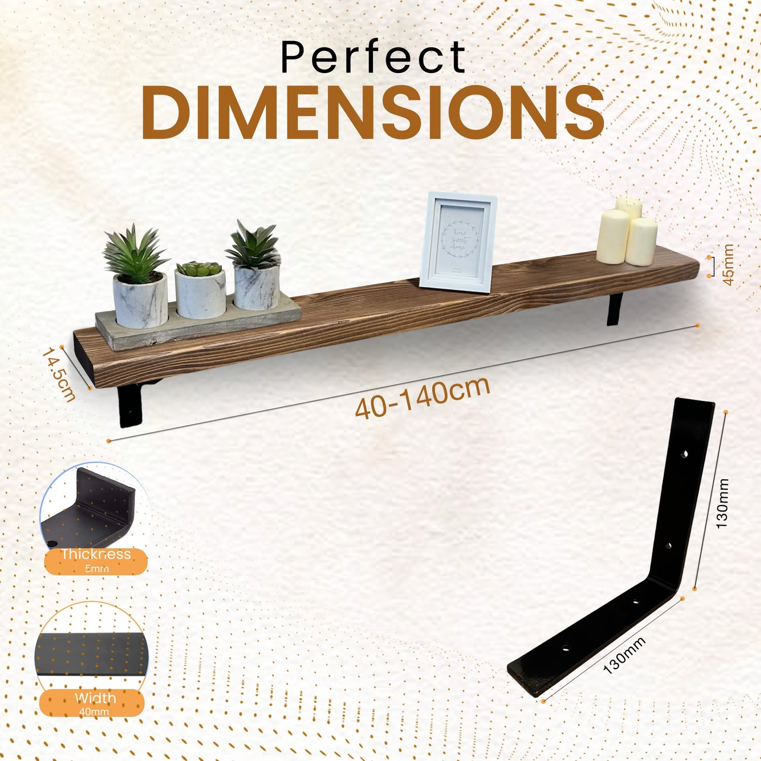 Radiator Shelf | Rustic Slim Narrow Shelf for Hallway | Console With Brackets