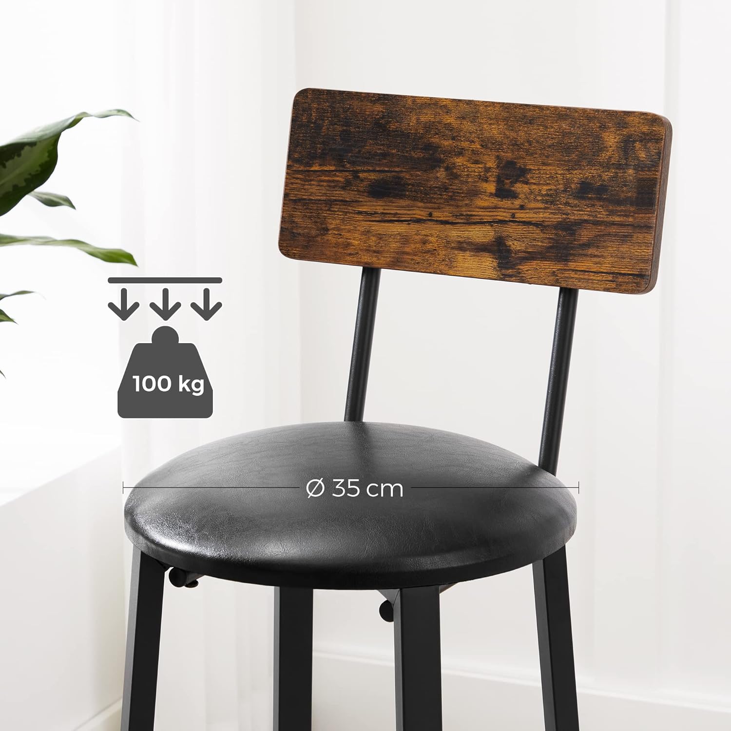 De comedor de barra de estilo industrial | Mesa Poseur Desayuno Alto | Hecho de madera maciza y acero BS12