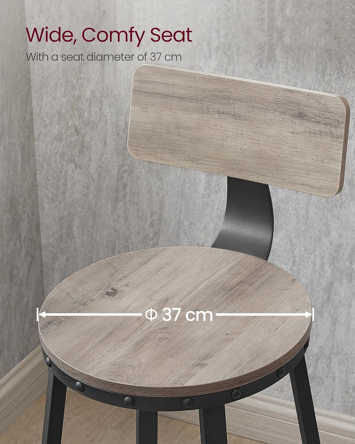 Tavolo da pranzo da bar in stile industriale | Tavolo da colazione alto | Realizzato in legno massiccio e acciaio BS12