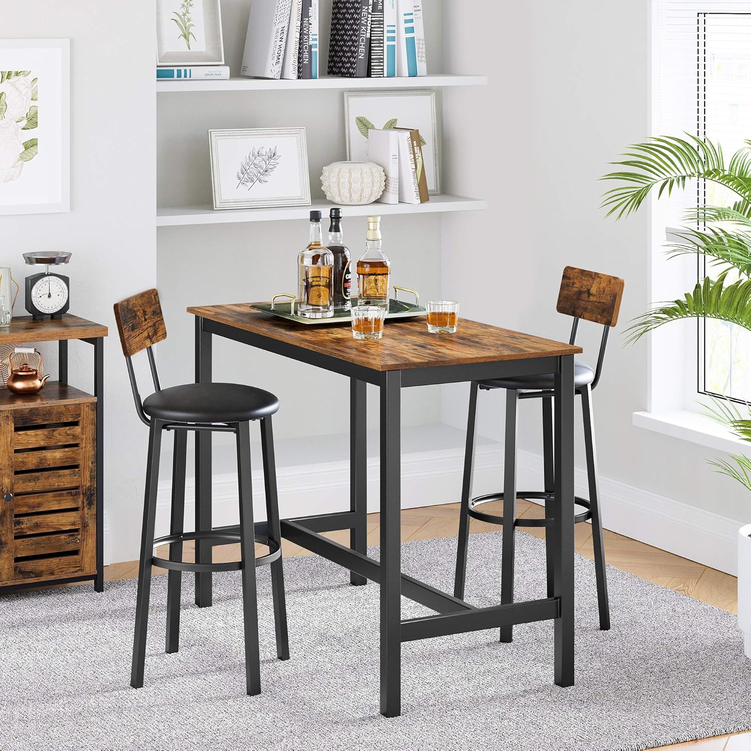 De comedor de barra de estilo industrial | Mesa Poseur Desayuno Alto | Hecho de madera maciza y acero BS12