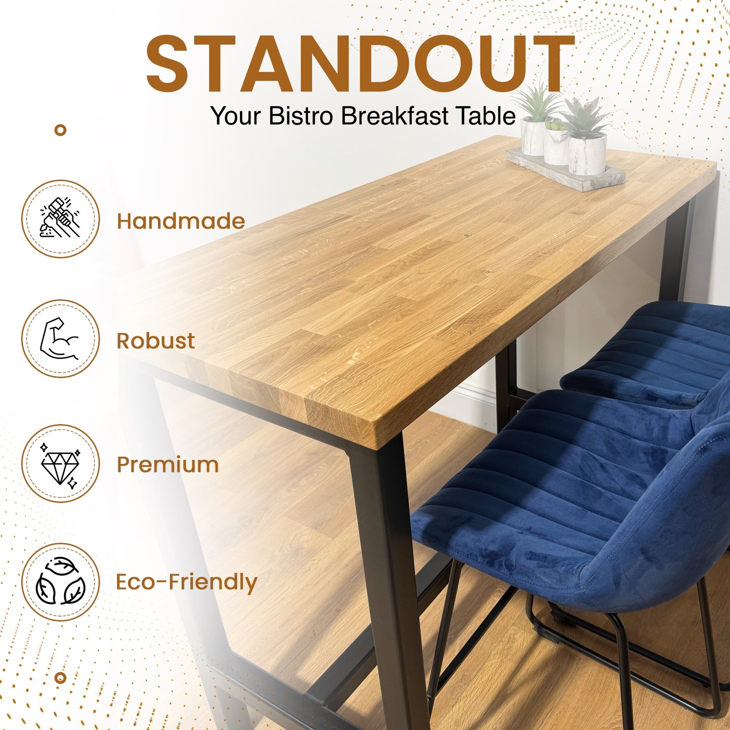 Oak Breakfast Table | Tall Oak Bar Poseur | BS13