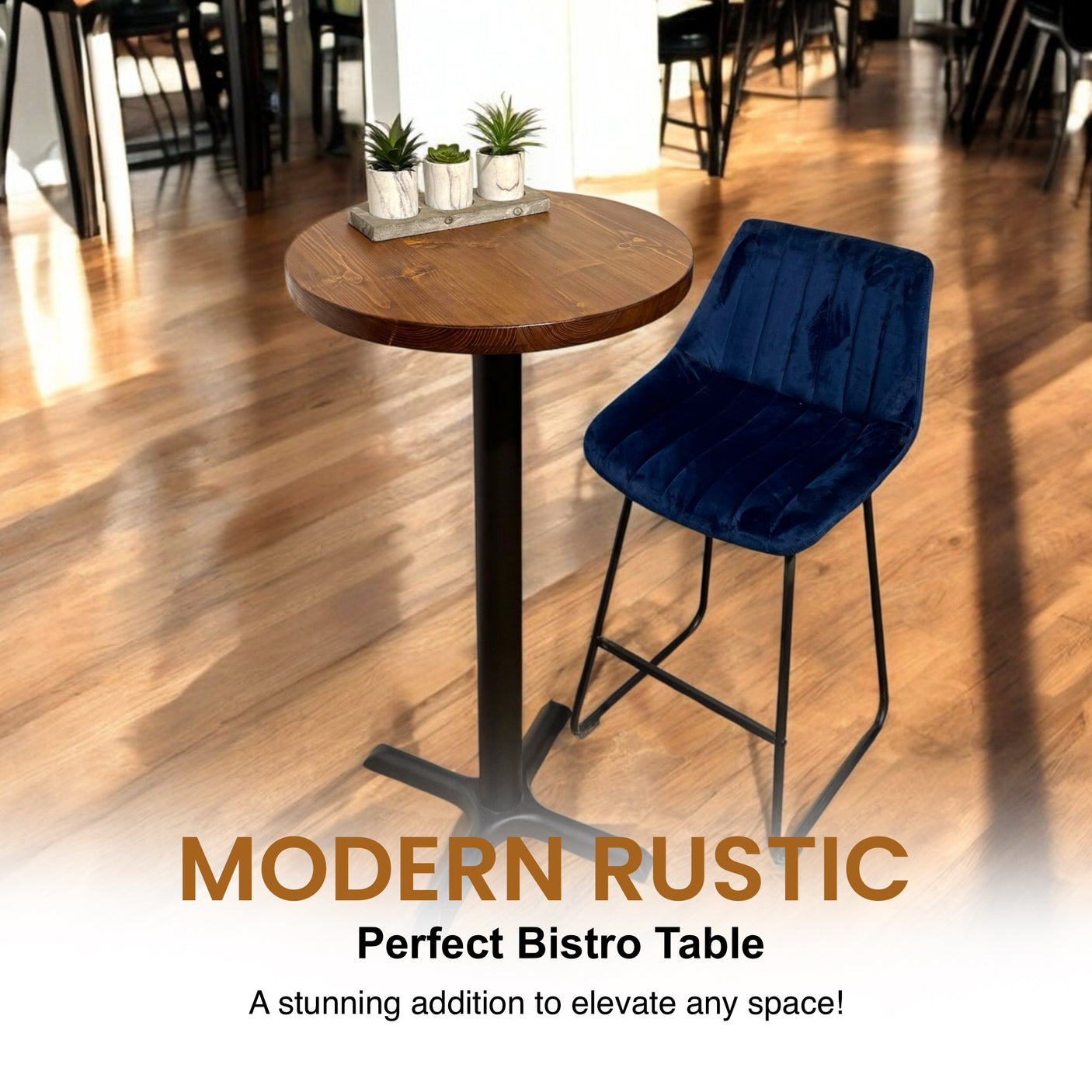 Tavolo da bar alto a 4 posti da colazione in stile rustico industriale fatto a mano da cucina Cafe Poseur BS03