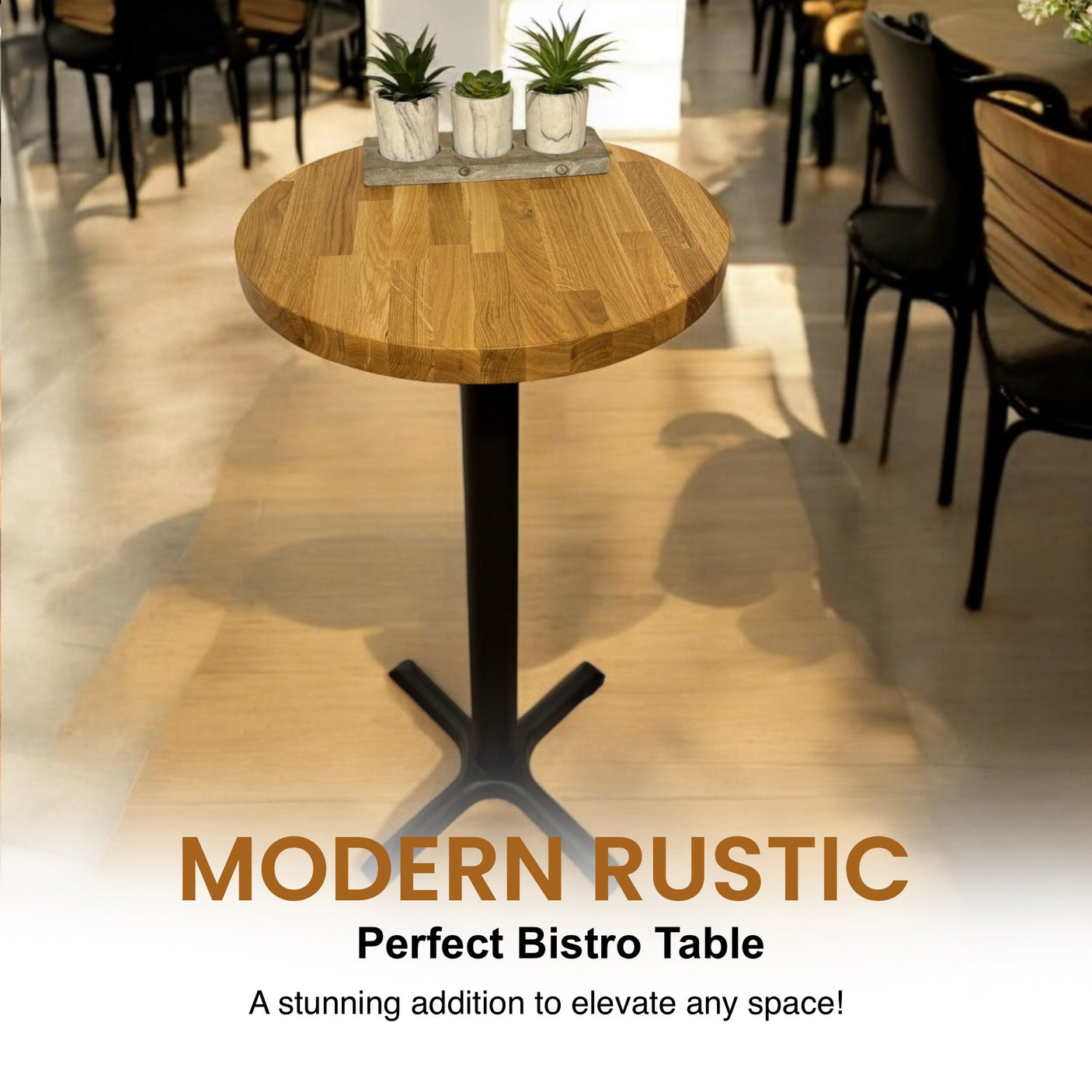 Tavolo da bar alto a 4 posti da colazione in stile rustico industriale fatto a mano da cucina Cafe Poseur BS03
