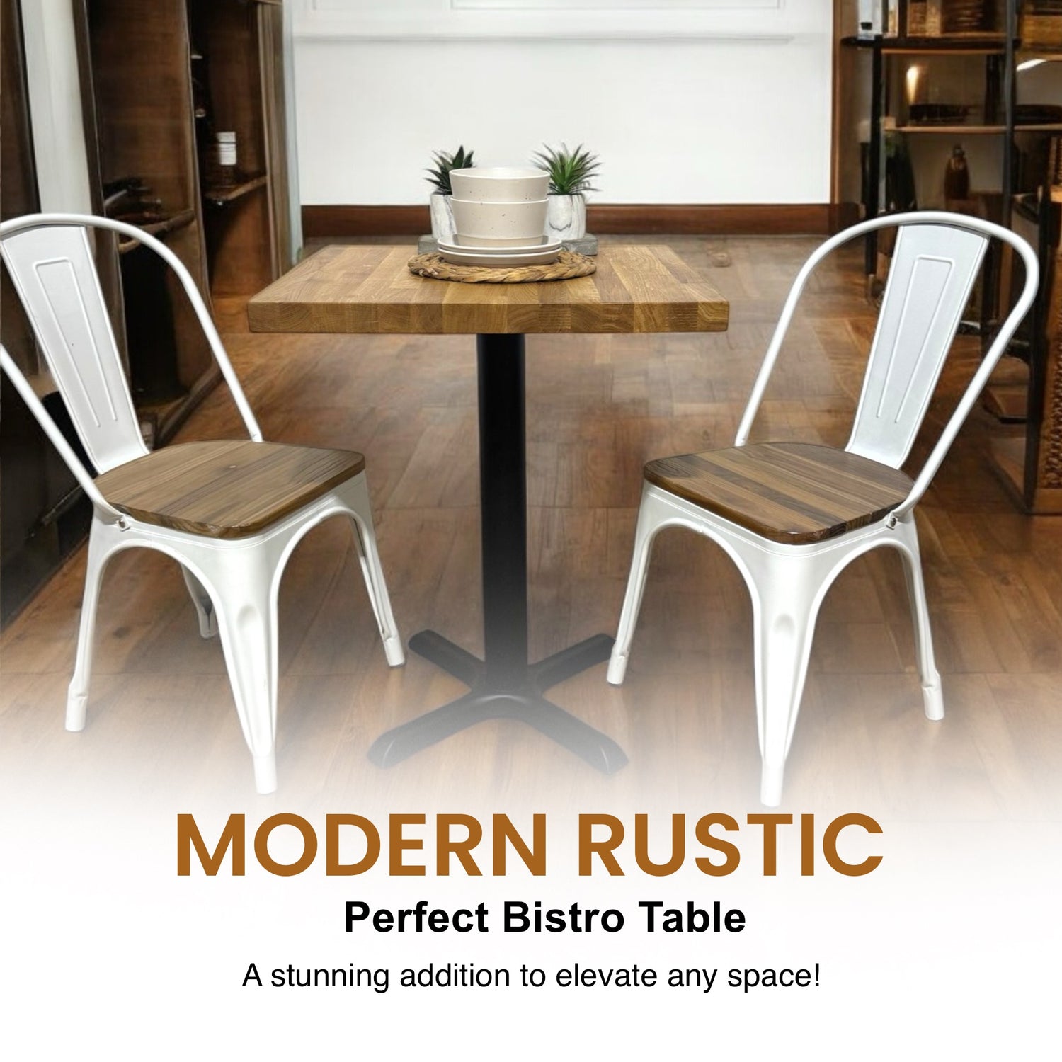 Mesa de bar alta com 4 lugares, café da manhã, estilo rústico, cozinha artesanal, café, Poseur BS03