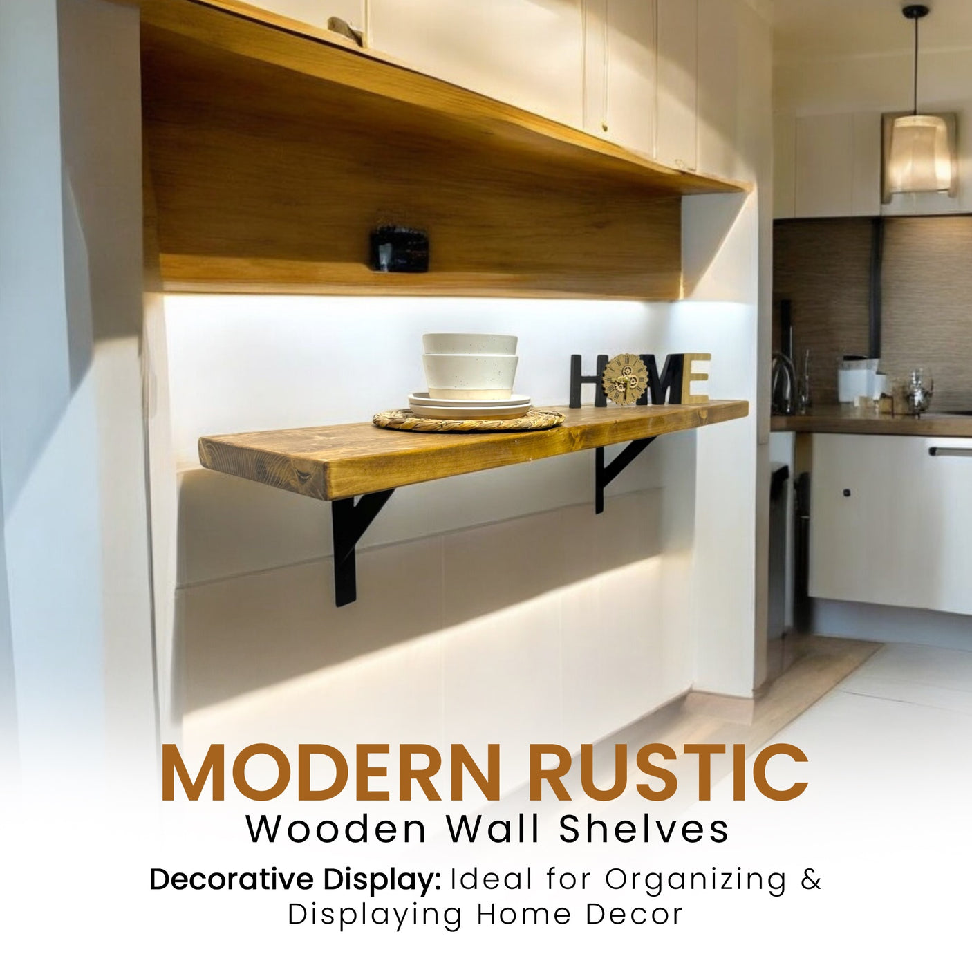 Barra de desayuno industrial / Estante de cocina rústico de 30 cm con soportes HEAVY DUTY / Mesa de café / Mesa de bar cafetería / Estante de pasillo BT01