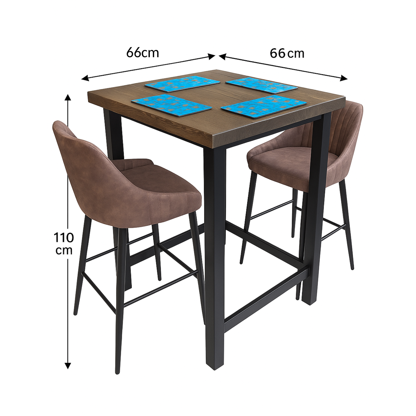 Square Chunky Industrial Bar Table – Handcrafted Solid Wood BS26