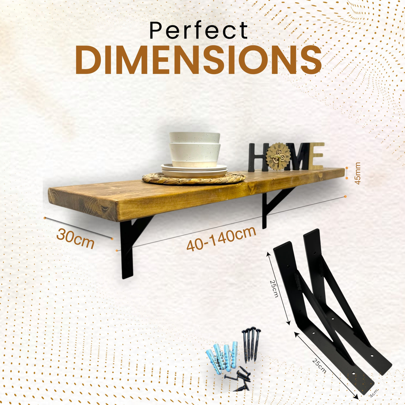 Barra de desayuno industrial / Estante de cocina rústico de 30 cm con soportes HEAVY DUTY / Mesa de café / Mesa de bar cafetería / Estante de pasillo BT01