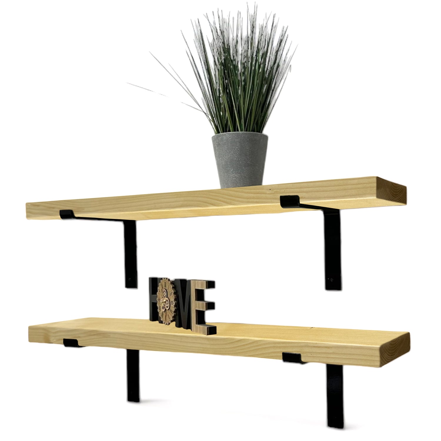 22,5 x 3,5 cm rustikales Massivholzregal und vertikale Halterungen - Regale im Industriestil 9 x 1,4 Zoll