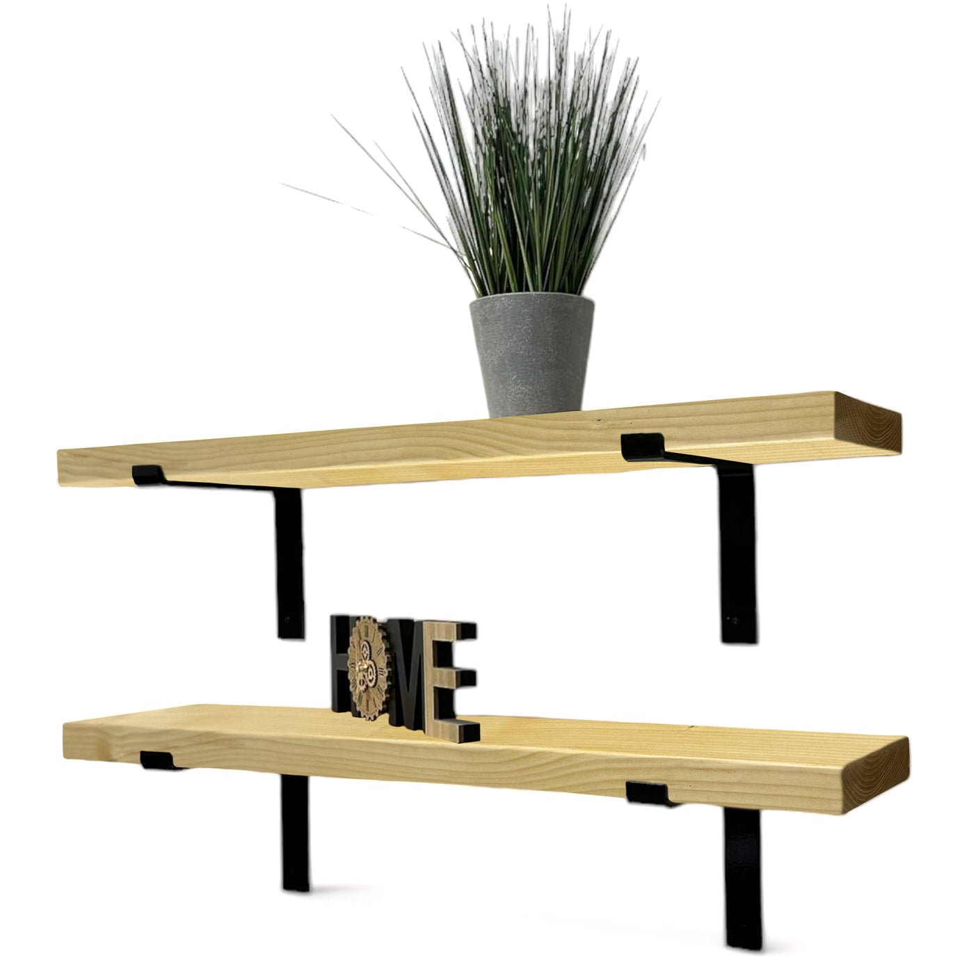 22,5 x 3,5 cm rustikales Massivholzregal und vertikale Halterungen - Regale im Industriestil 9 x 1,4 Zoll