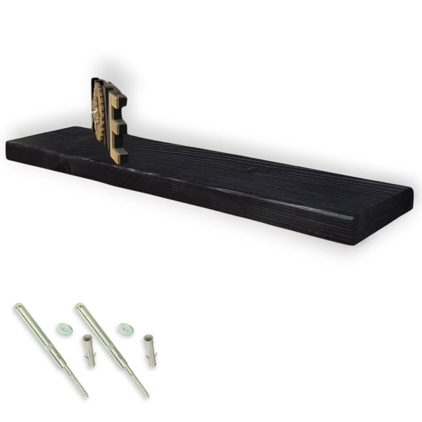 Rustic Shelf | Wall-Mounted Wooden Board With FLOATING Brackets, 22cm Depth