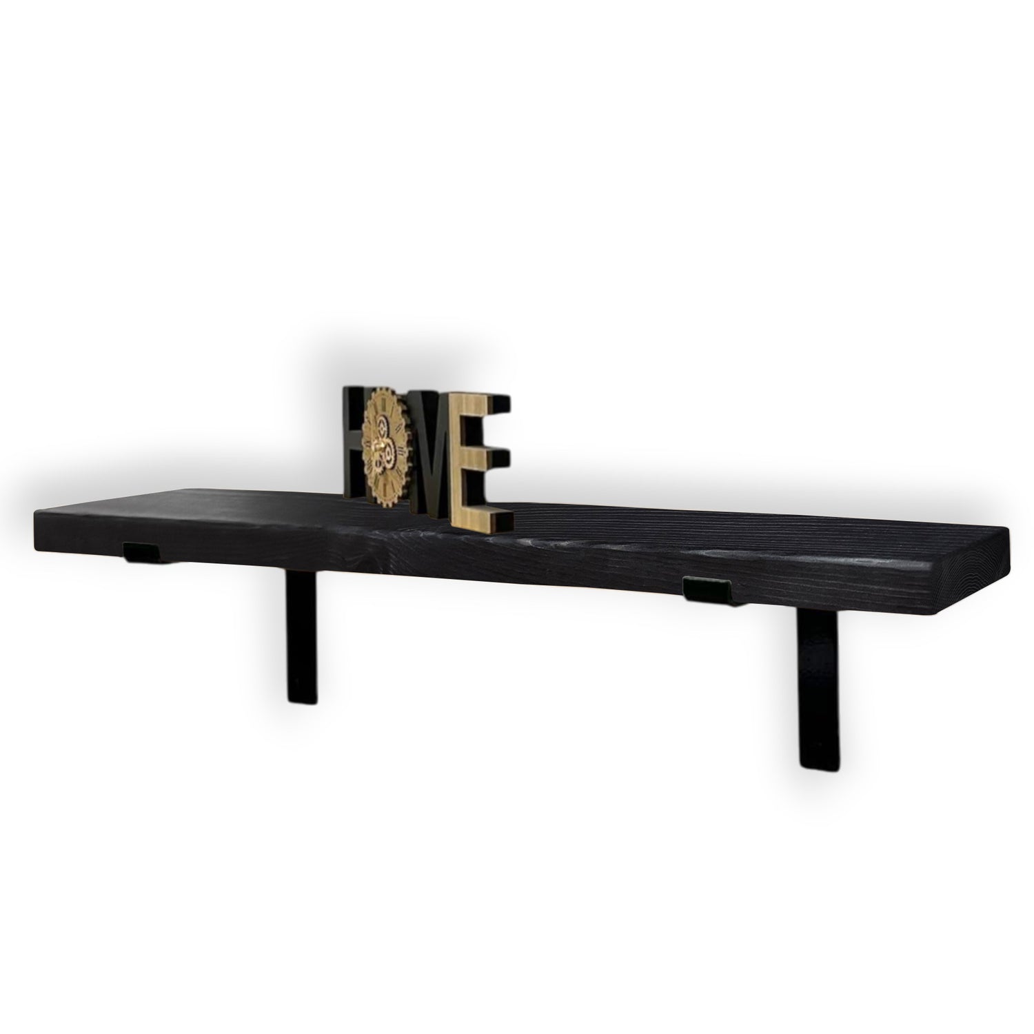 Rustic Shelf | Wall-Mounted Wooden Board With DOWN Brackets, 22cm Depth