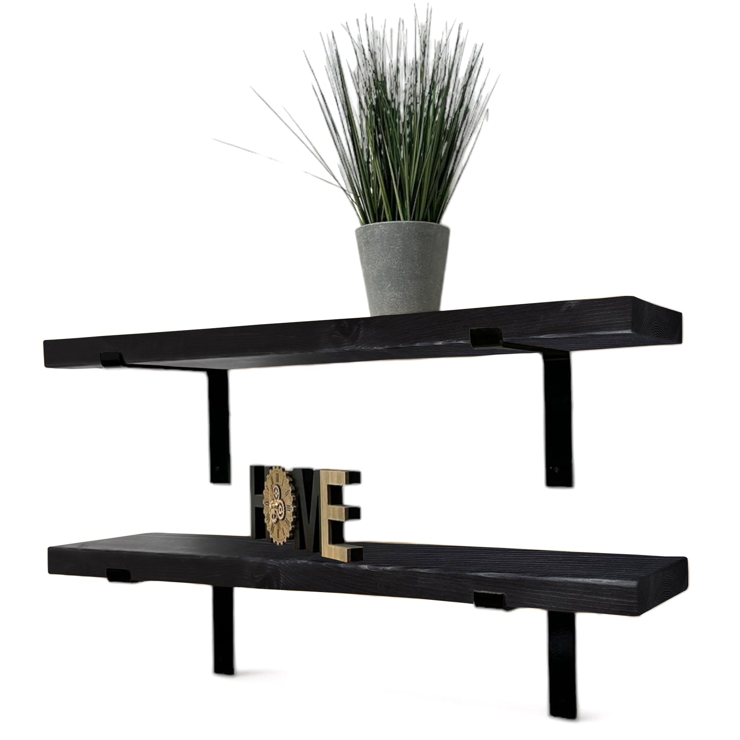 22,5 x 3,5 cm rustikales Massivholzregal und vertikale Halterungen - Regale im Industriestil 9 x 1,4 Zoll