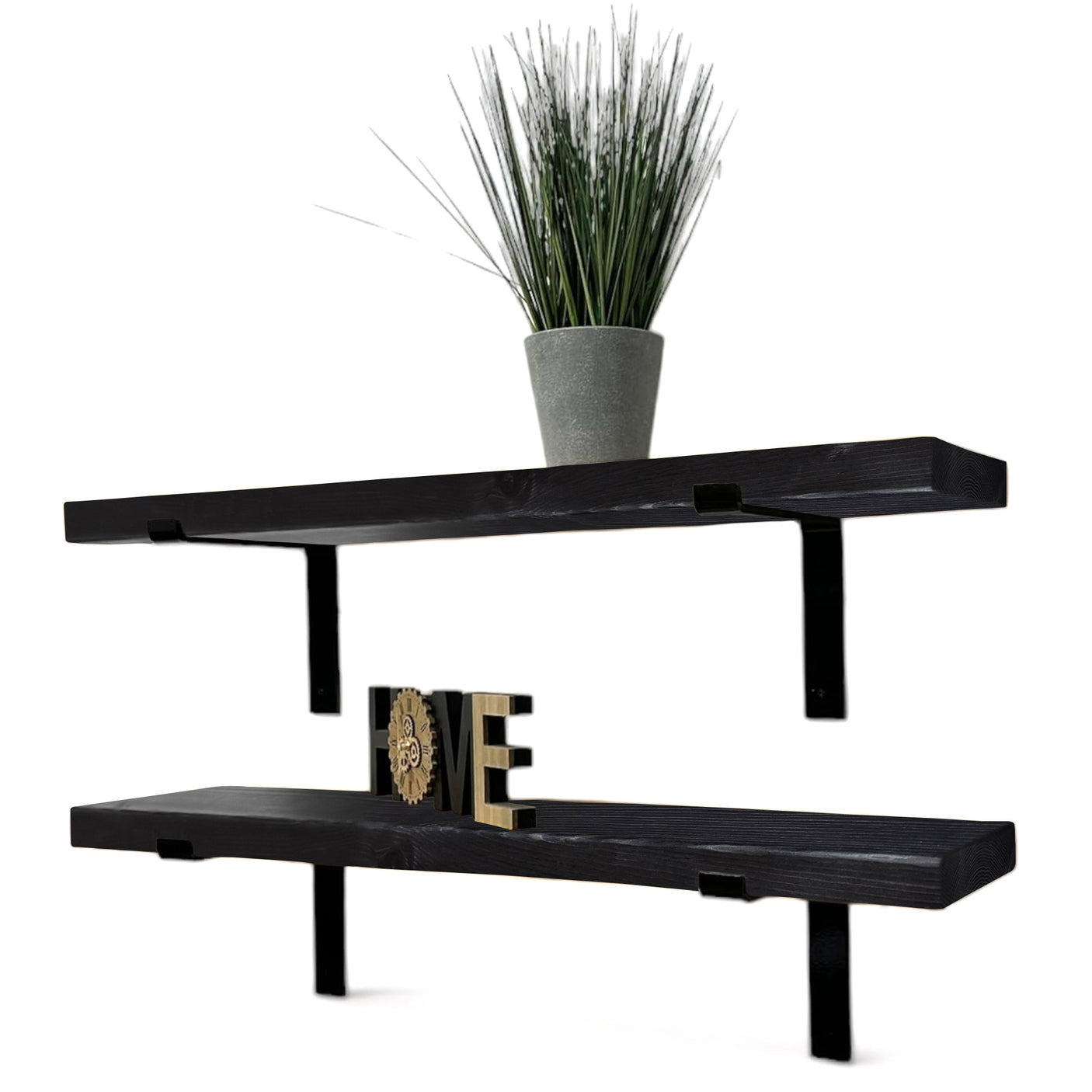 22,5 x 3,5 cm rustikales Massivholzregal und vertikale Halterungen - Regale im Industriestil 9 x 1,4 Zoll