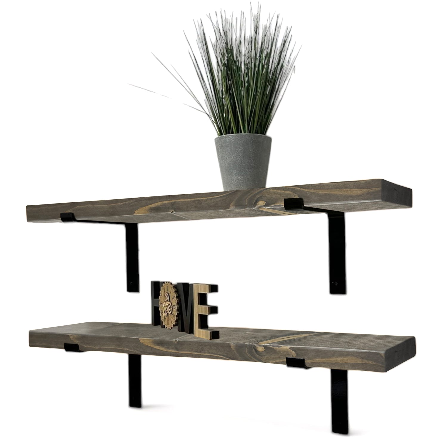22,5 x 3,5 cm rustikales Massivholzregal und vertikale Halterungen - Regale im Industriestil 9 x 1,4 Zoll