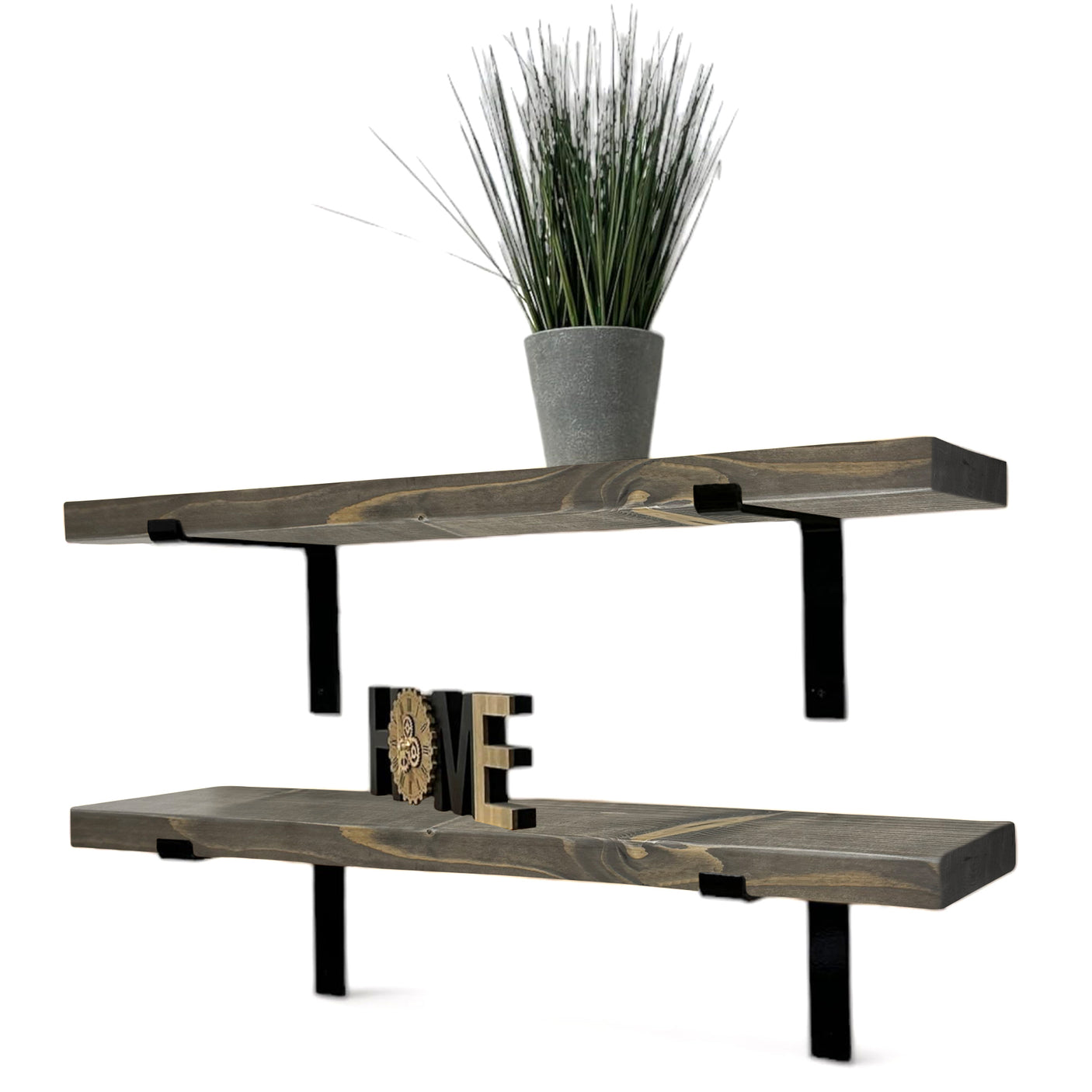 22,5 x 3,5 cm rustikales Massivholzregal und vertikale Halterungen - Regale im Industriestil 9 x 1,4 Zoll