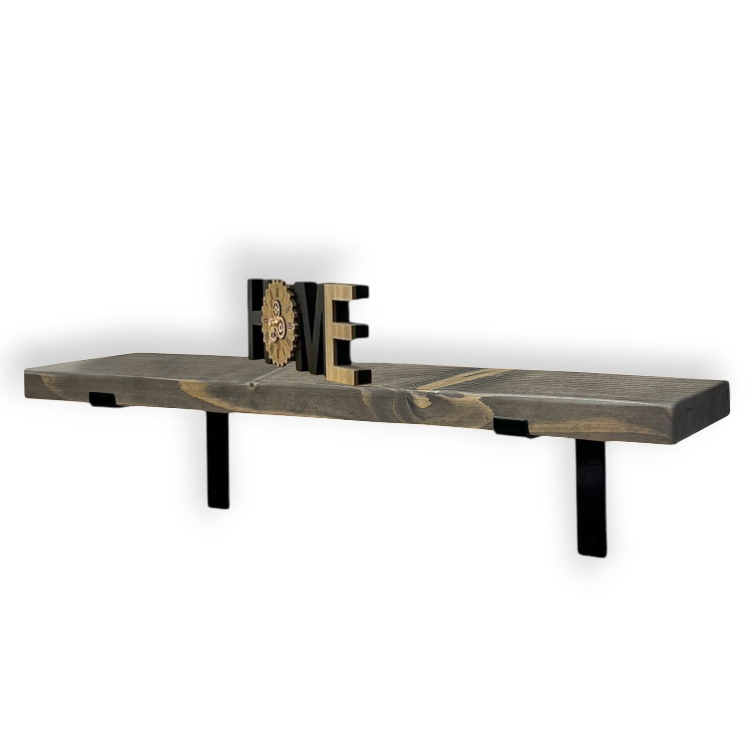 Rustic Shelf | Wall-Mounted Wooden Board With DOWN Brackets, 22cm Depth