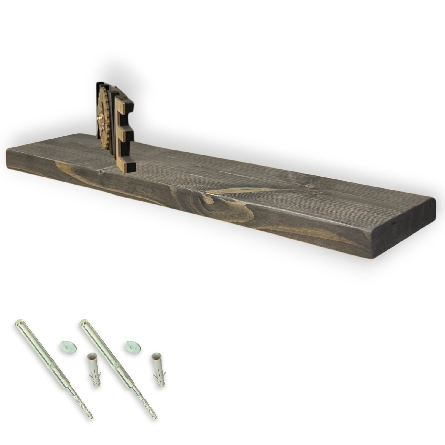 Rustic Shelf | Wall-Mounted Wooden Board With FLOATING Brackets, 22cm Depth