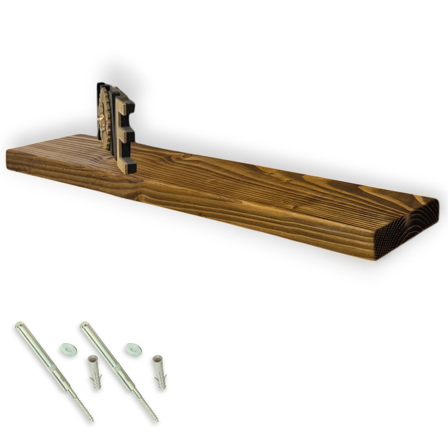 Rustic Shelf | Wall-Mounted Wooden Board With FLOATING Brackets, 22cm Depth
