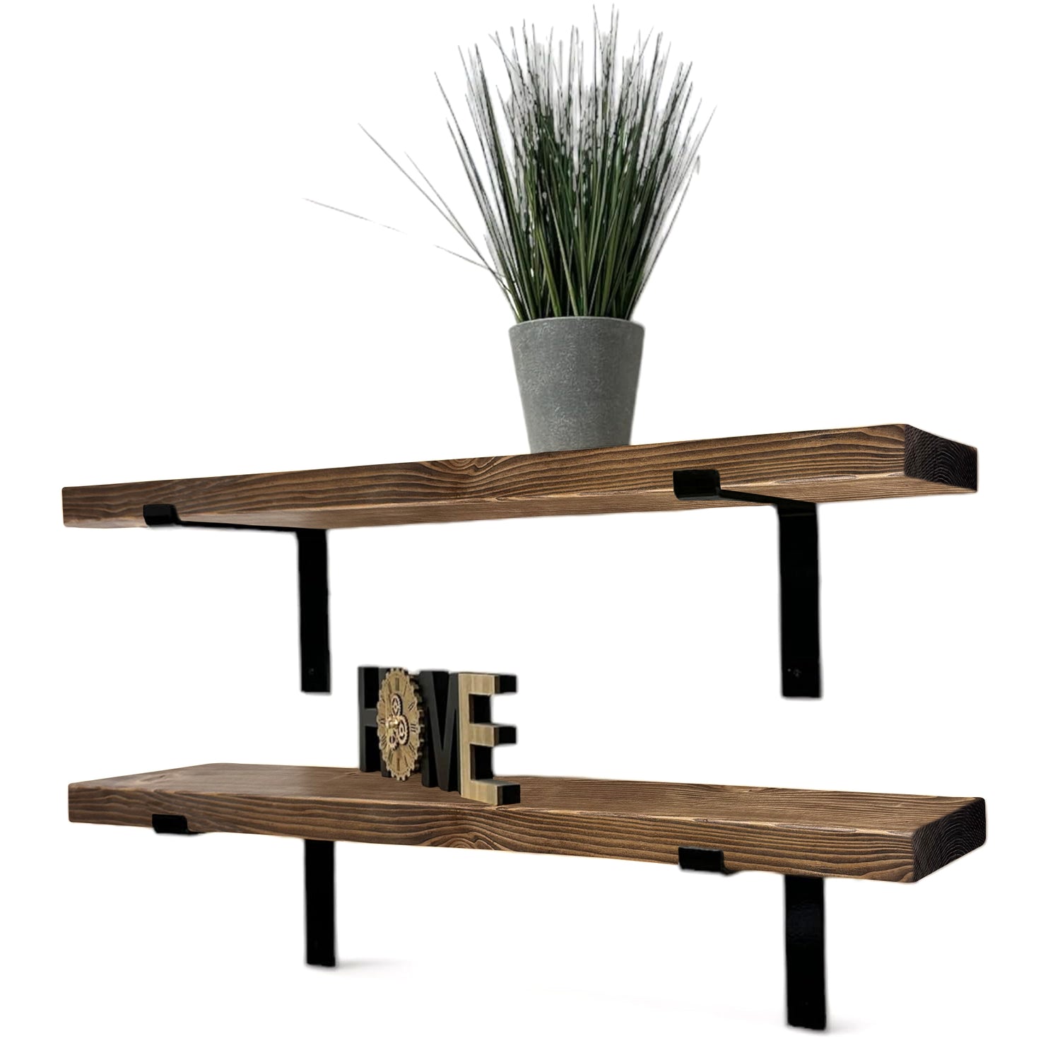 22,5 x 3,5 cm rustikales Massivholzregal und vertikale Halterungen - Regale im Industriestil 9 x 1,4 Zoll