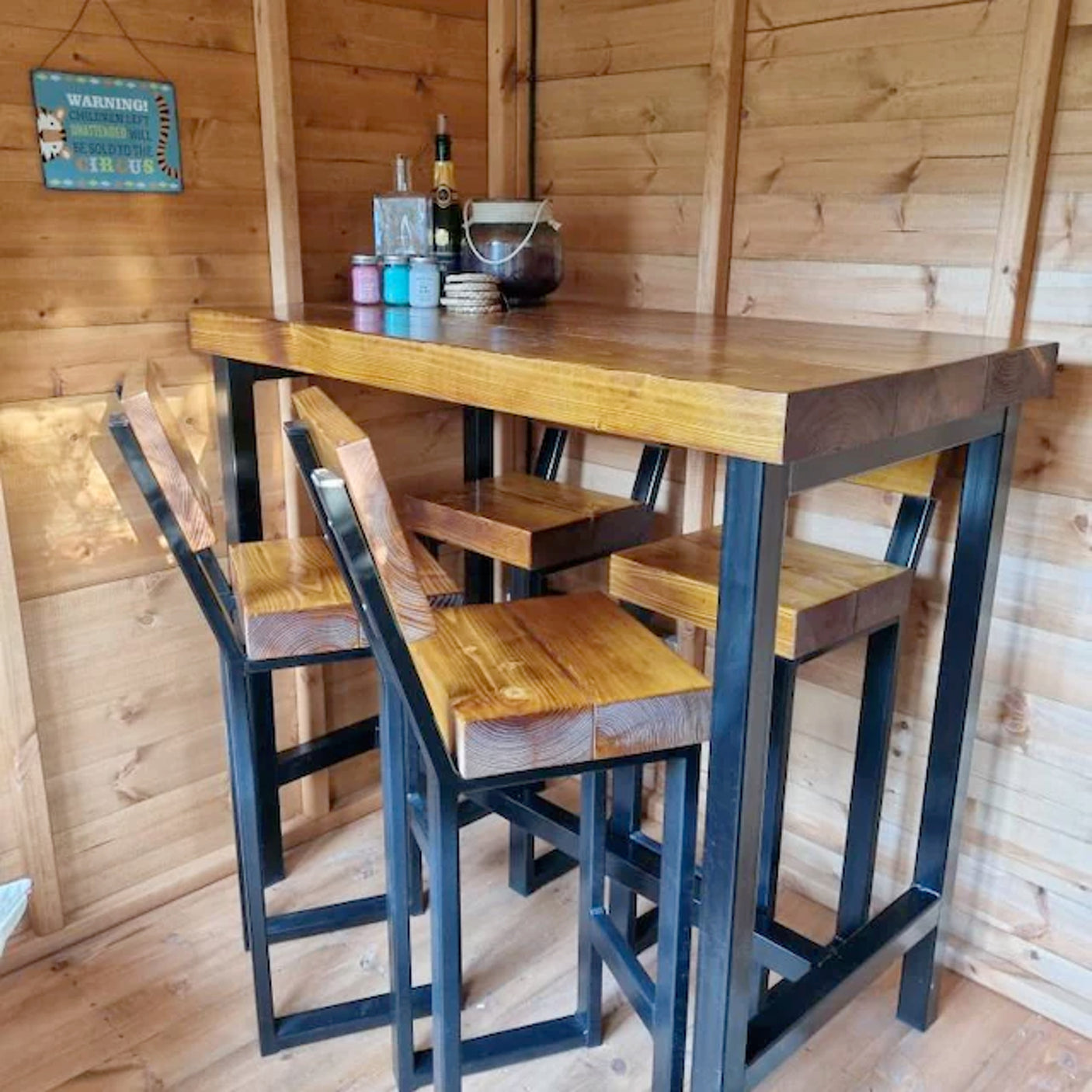 Rustic Breakfast Bar | High Seater Kitchen Table Chic Tall Poseur 64cm Width | BS12