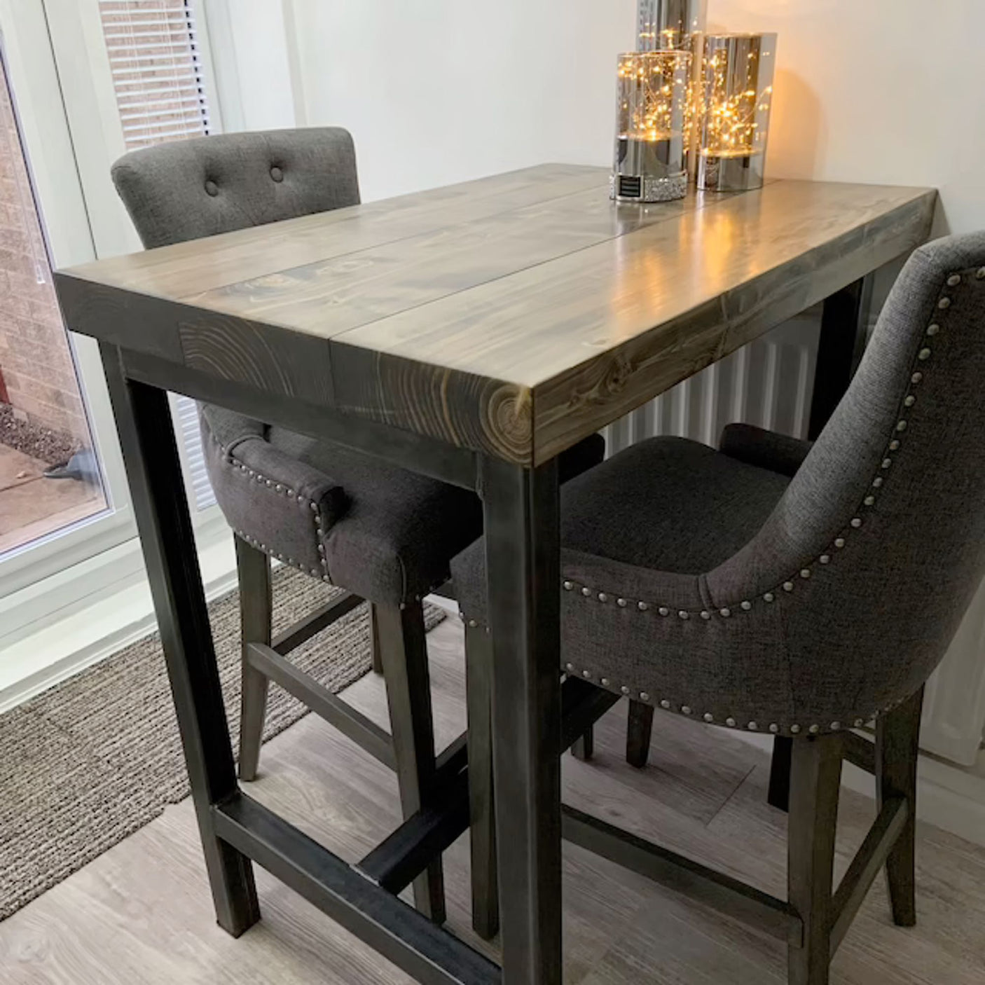 Rustic Breakfast Bar | High Seater Kitchen Table Chic Tall Poseur 64cm Width | BS12