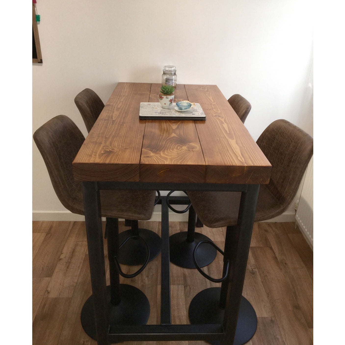 Rustic Breakfast Bar | High Seater Kitchen Table Chic Tall Poseur 64cm Width | BS12