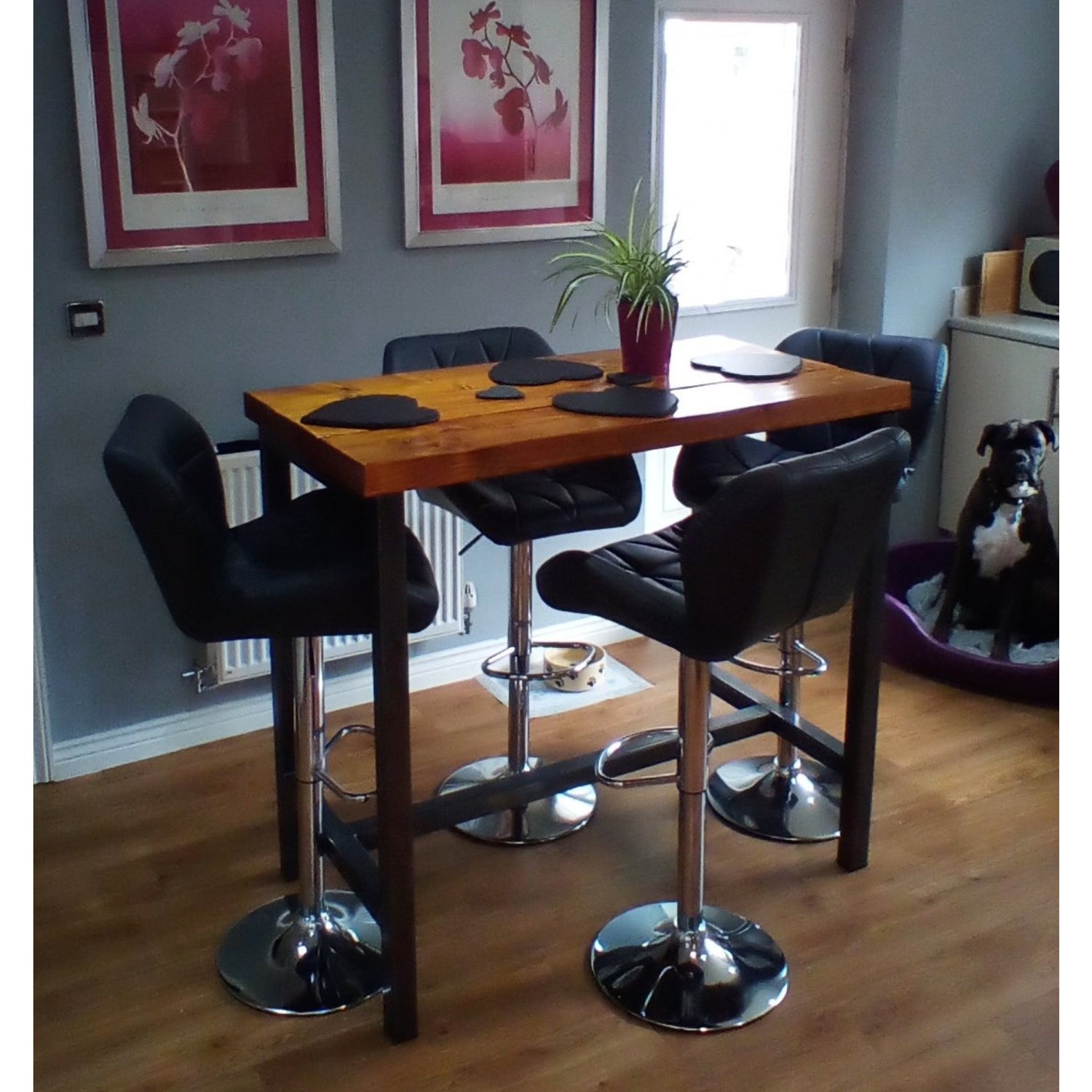 Rustic Breakfast Bar | High Seater Kitchen Table Chic Tall Poseur 64cm Width | BS12