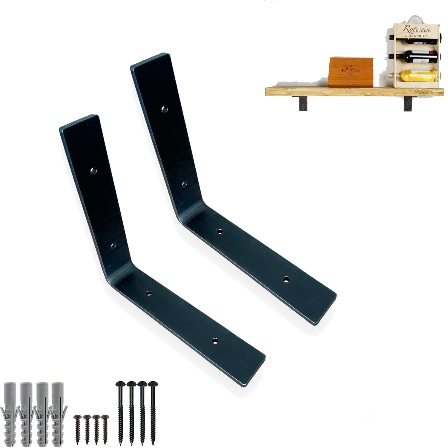 Scaffold Board Brackets, Rustic Wall Bracket Heavy Duty L-Brackets (150mm, 200mm)