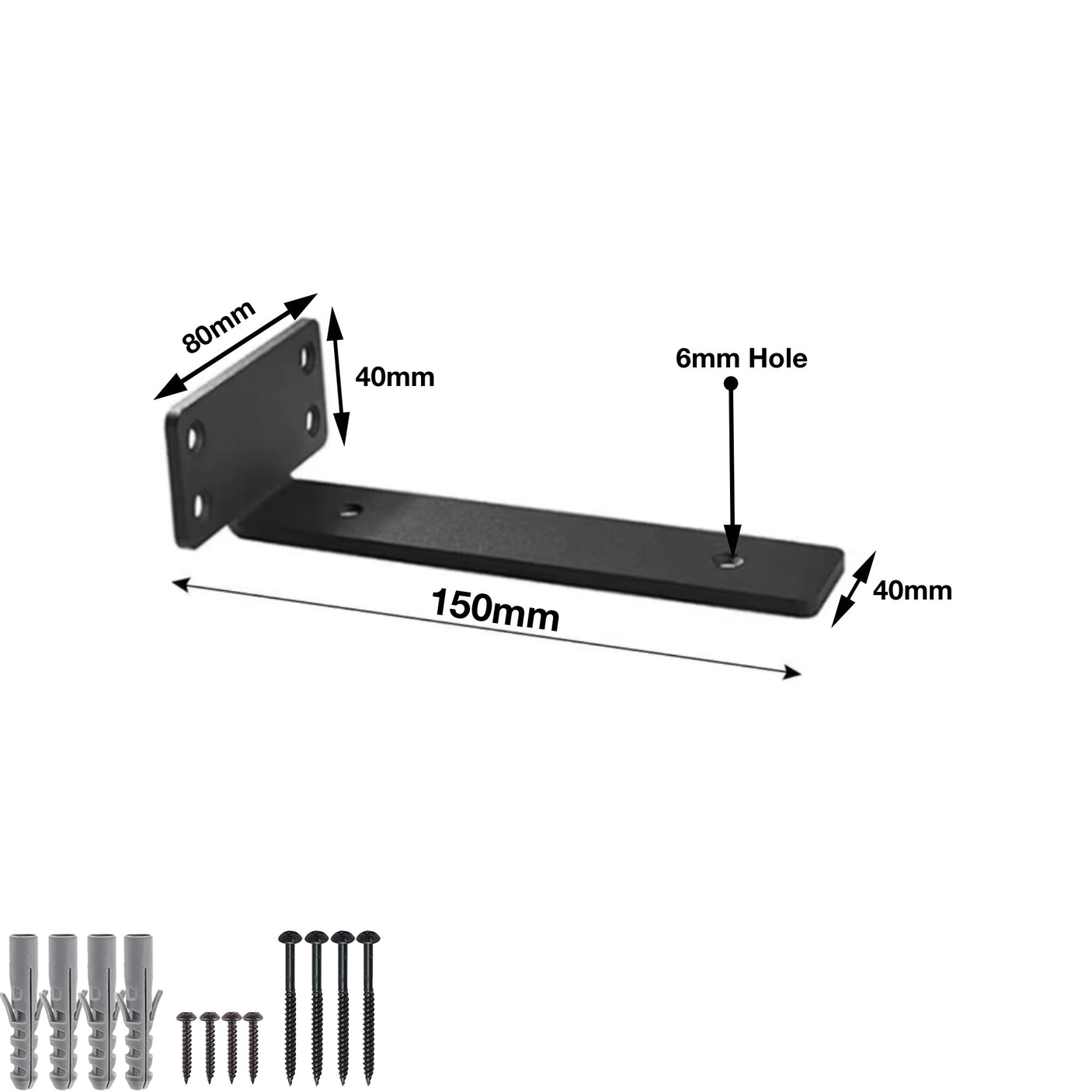 Scaffold Board Brackets, Rustic Wall Bracket Heavy Duty T-Brackets (150mm, 200mm)