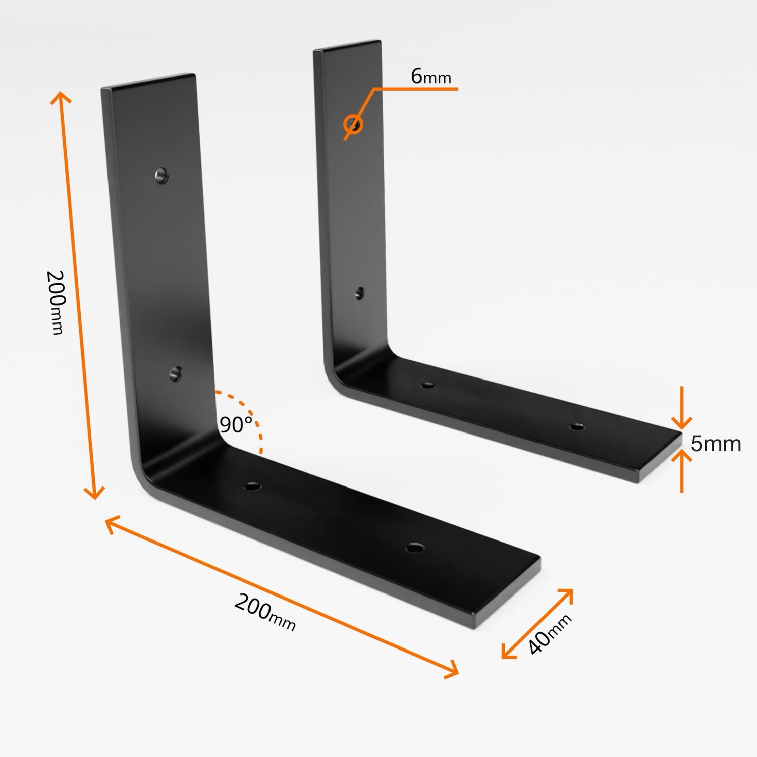 Scaffold Board Brackets, Rustic Wall Bracket Heavy Duty L-Brackets (150mm, 200mm)