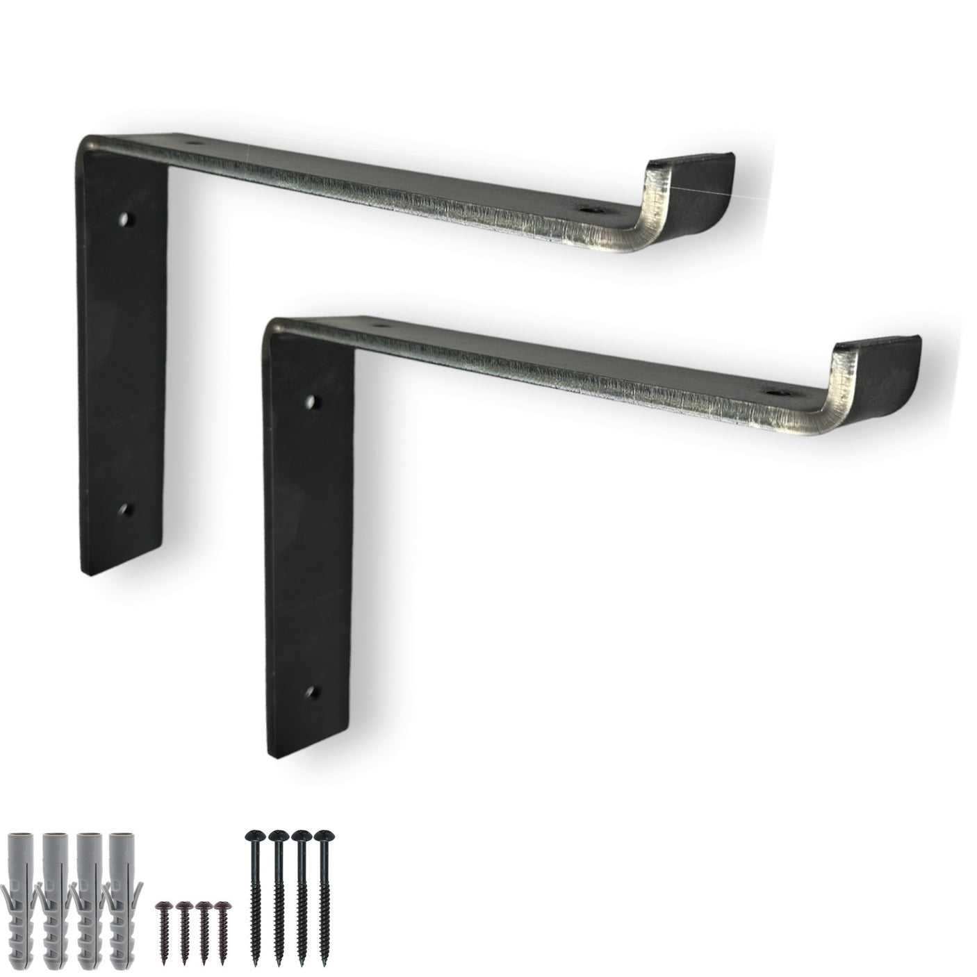 Scaffold Board Shelf Brackets, Rustic Wall Bracket Heavy Duty Industrial Support (225mm Down)