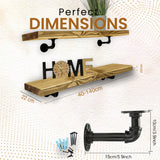 Rustic Shelf | Wall-Mounted Wooden Board With PIPE Brackets, 22cm Depth
