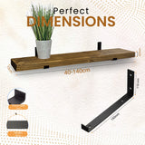 Rustic Shelf | Wall-Mounted Wooden Board With UP Brackets, 15cm Depth