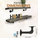 Rustic Shelf | Wall-Mounted Wooden Board With PIPE Brackets, 22cm Depth