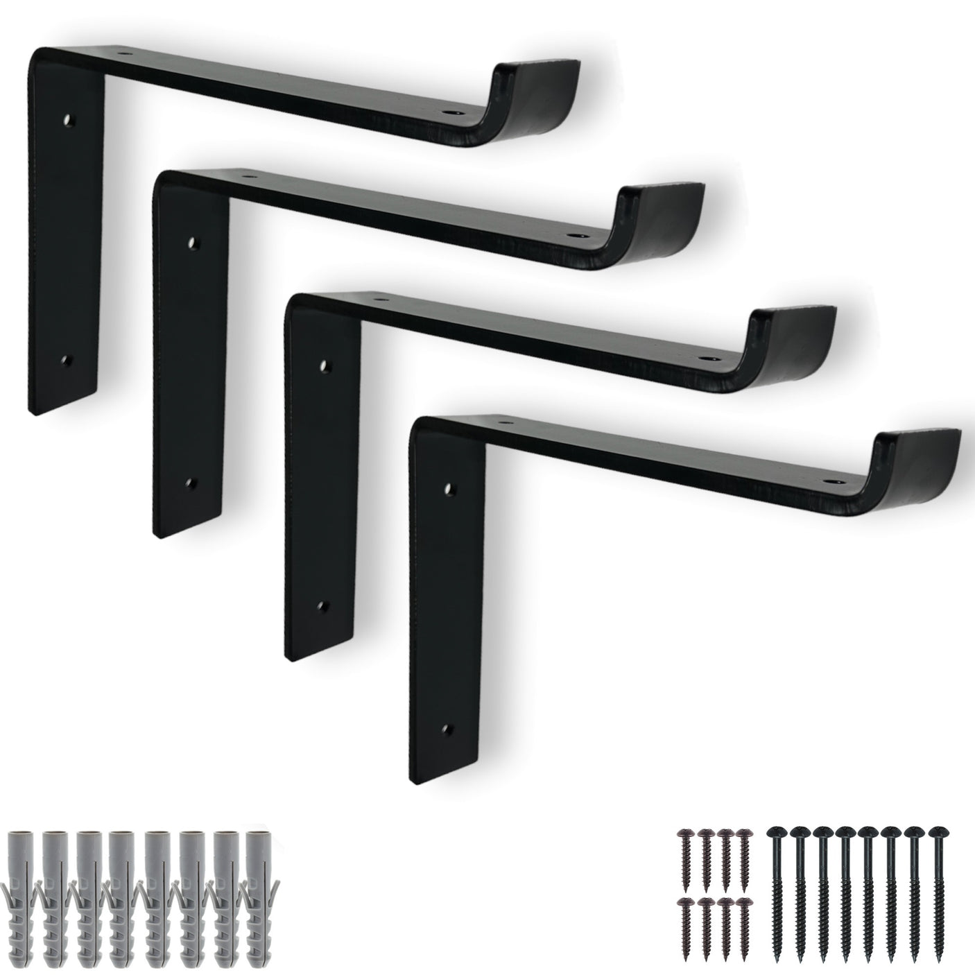 Scaffold Board Shelf Brackets, Rustic Wall Bracket Heavy Duty Industrial Support (225mm Down)