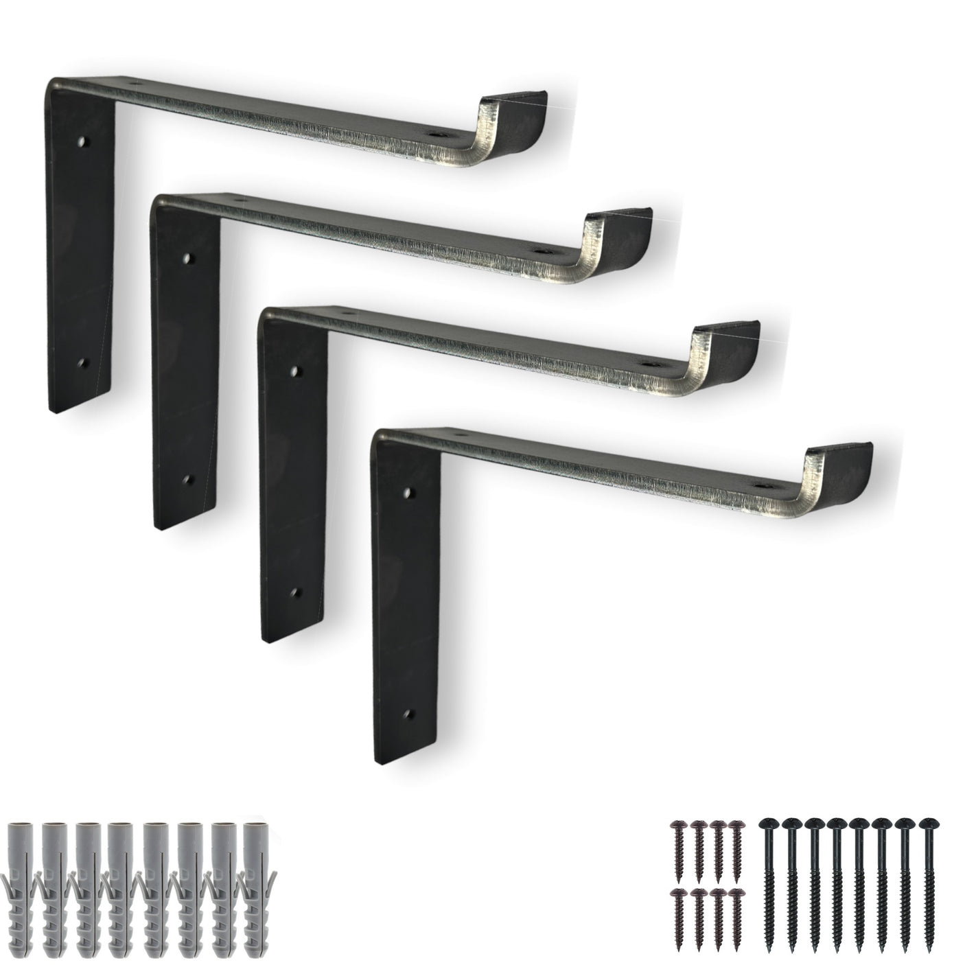 Scaffold Board Shelf Brackets, Rustic Wall Bracket Heavy Duty Industrial Support (225mm Down)