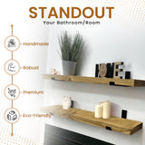 Rustic Shelves | Wall-Mounted Wooden Board With Lipped UP Brackets, 22cm Depth