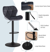 Swivel Velvet Bar Stool w/Metal Frame Footrest Adjustable Height VBS01