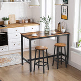 Bar Stool Round Rustic Kitchen & Breakfast Bar Chair & Steel Frame 65cm Tall