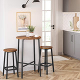 Bar Stool Round Rustic Kitchen & Breakfast Bar Chair & Steel Frame 65cm Tall