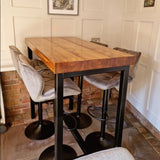 BS12 Signature Solid Wood Breakfast Bar Table – 70mm Thick Top, Heavy-Duty Steel Frame, Handcrafted in Yorkshire