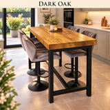 BS12 Signature Solid Wood Breakfast Bar Table – 70mm Thick Top, Heavy-Duty Steel Frame, Handcrafted in Yorkshire