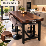 BS12 Signature Solid Wood Breakfast Bar Table – 70mm Thick Top, Heavy-Duty Steel Frame, Handcrafted in Yorkshire