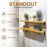 Rustic Shelves | Wall-Mounted Wooden Board With Hairpin Brackets, 22cm Depth