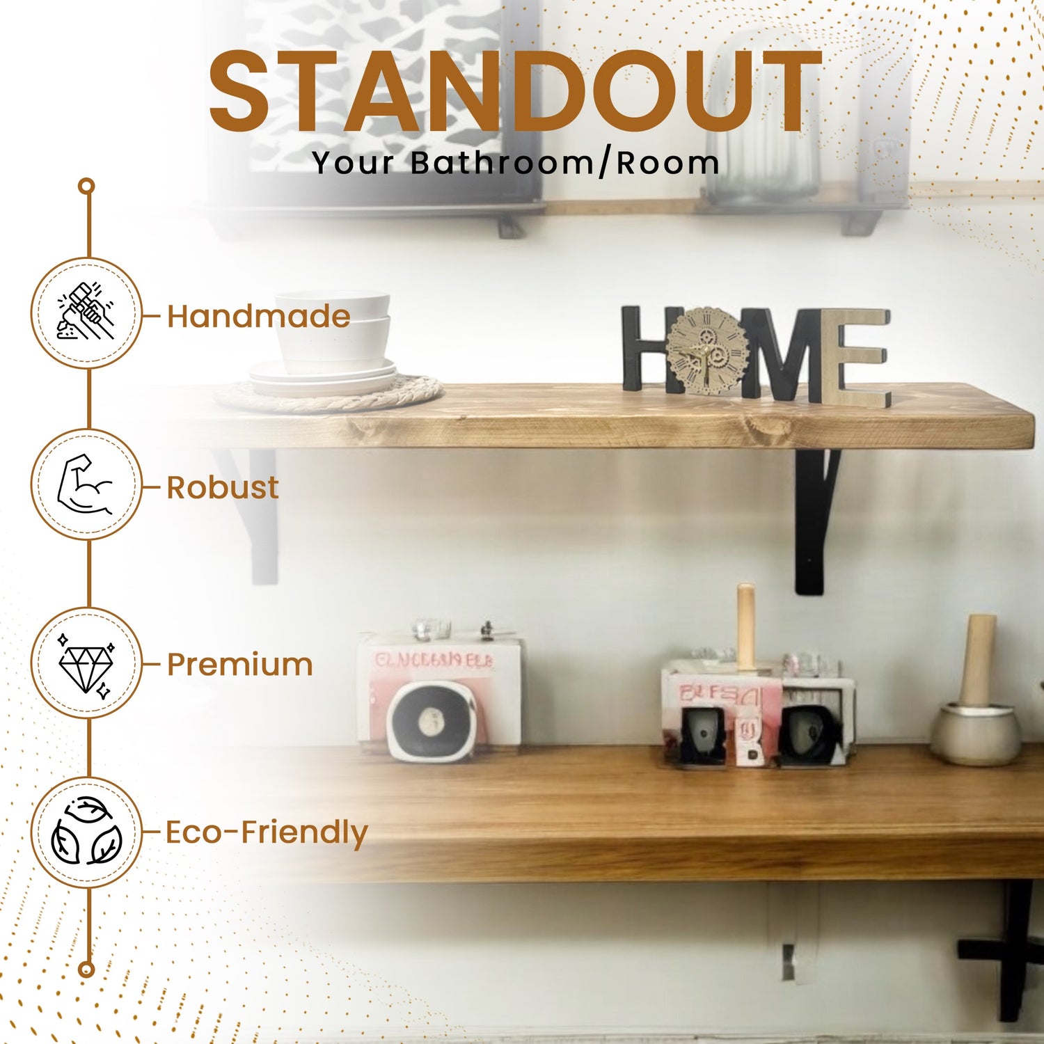 Industrial Rustic Breakfast Table Wall-Mounted, Solid Wood Bar Tables BT01