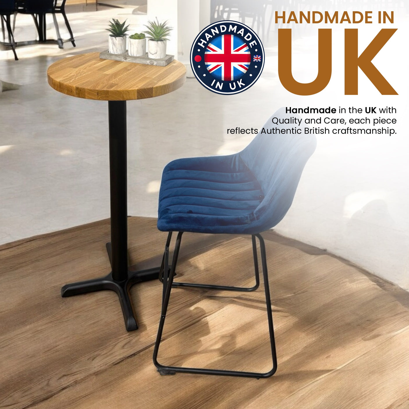 OAK Bistro Table | Round High Tall Poseur Seater for Bar Breakfast | BS04R