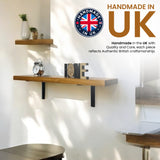 Chunky Rustic Shelf | Wooden Wall Scaffold with Non-Lipped Black Metal Brackets