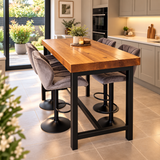 BS12 Signature Solid Wood Breakfast Bar Table – 70mm Thick Top, Heavy-Duty Steel Frame, Handcrafted in Yorkshire